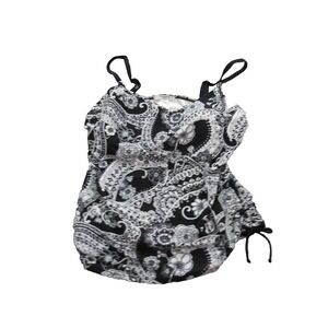 Liz Claiborne Tankini Swimsuit Womens 16 Paisley Floral Adjustable Top Bathing S